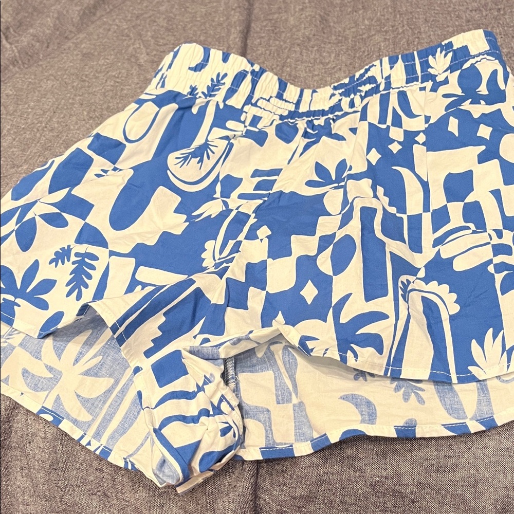 Show Me Your MuMu Blue and White High Waist Shorts